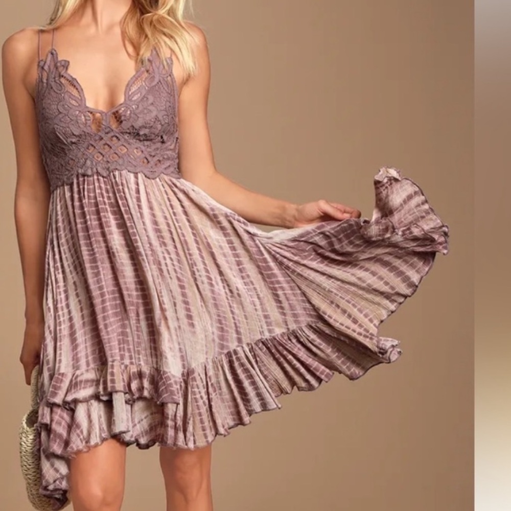 Free People Adella slip dress in Plum Combo size XS - Picture 3 of 9